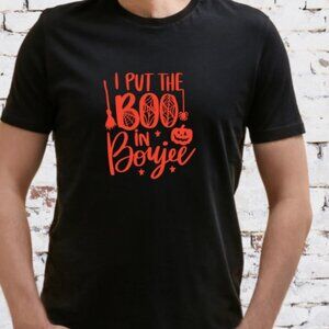 I Put The Boo In Boujee Funny Halloween Unisex T-Shirt – Size Large